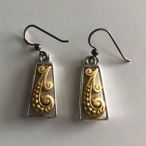 Brighton silver and gold scroll earrings.